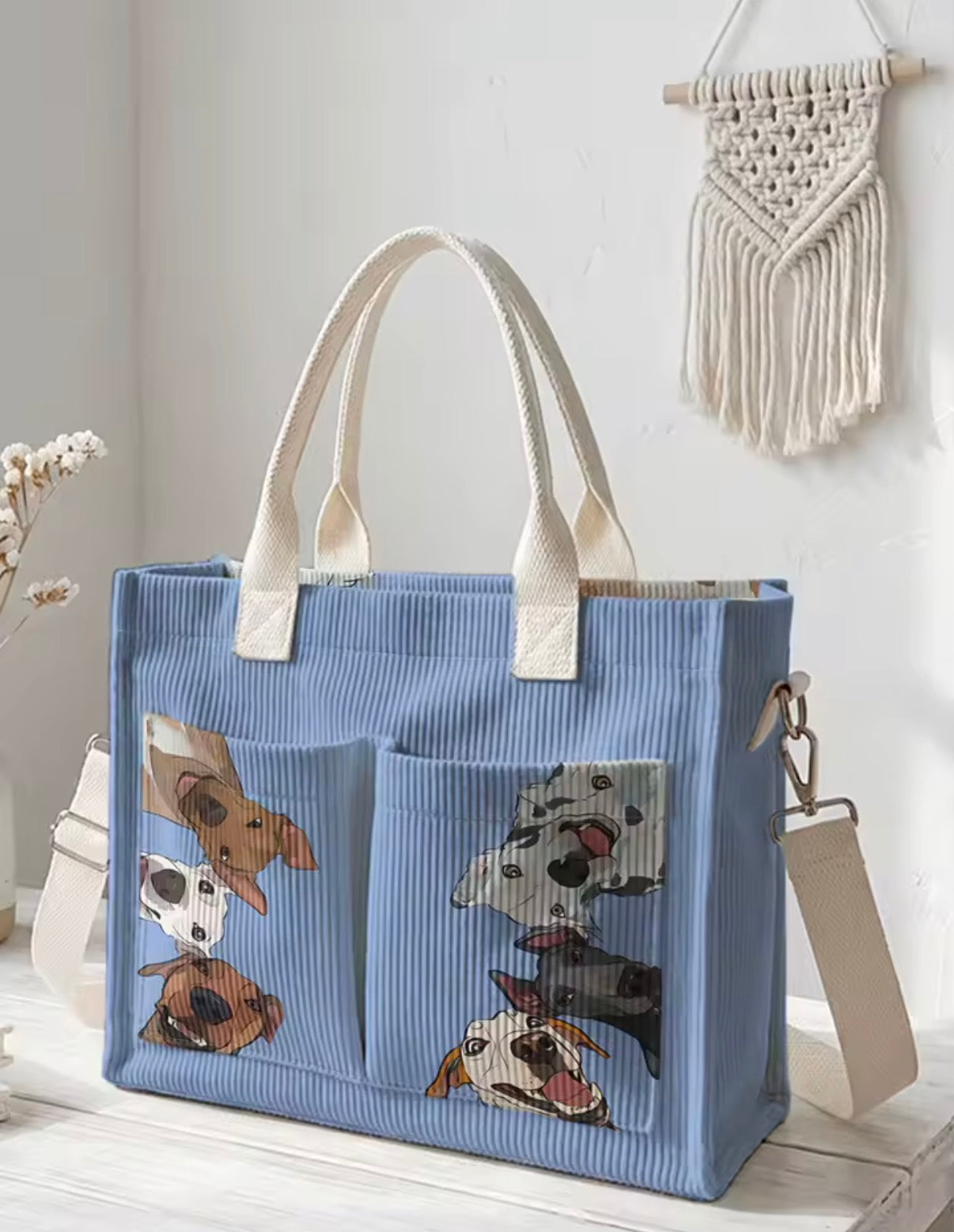 SoftDog Blue Pup Bag front pockets