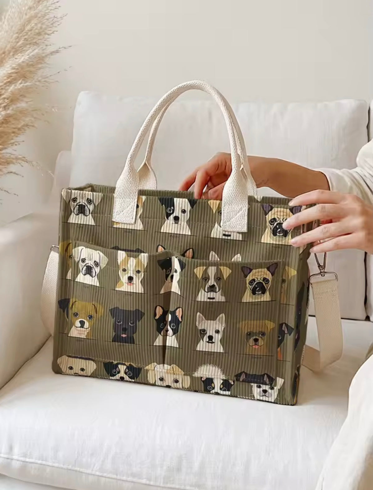 SoftDog Olive Pup Bag close detail view